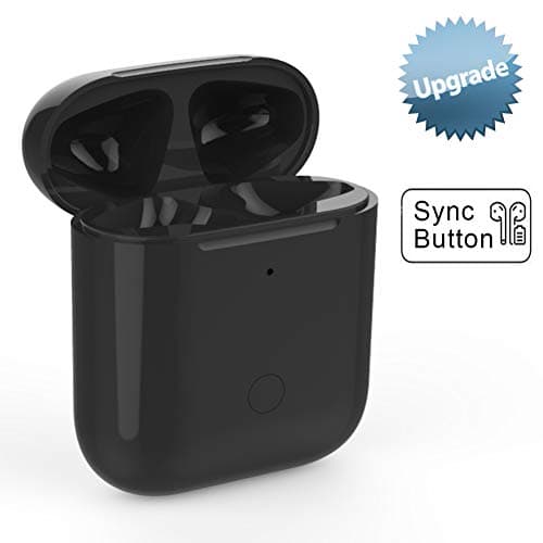Sync Button Wireless Charging Case Compatible with AirPods 1&2 Replacement with Bluetooth Pairing (Air Pods not Included), AirPod Earbuds Protective Substitute Cover (Black)
