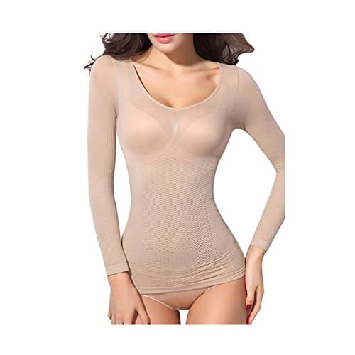 DaiVely Women's Magic Long Sleeve Shapewear Tops Beige
