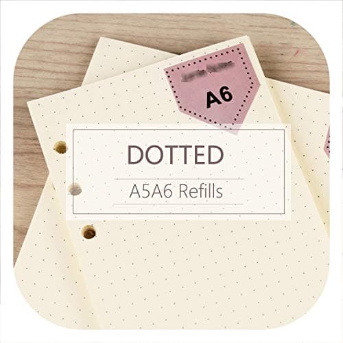 MyPretties 40 Sheets Dotted Refills A5 A6 Filler Papers for 6 Hole Binder Organizer Notebook Filler Pages for Planner,Dotted-J171,A5-142X208mm
