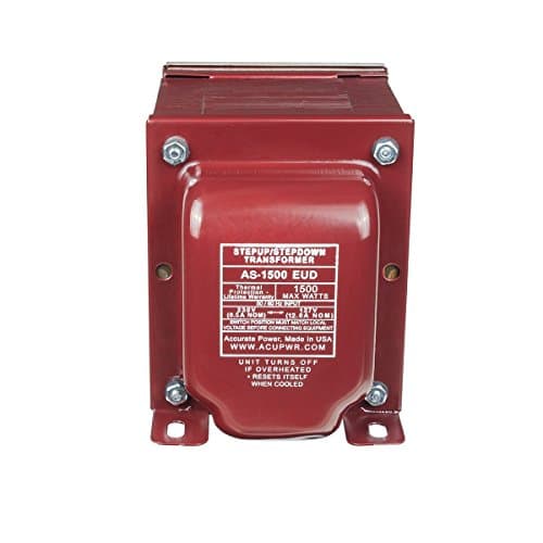 ACUPWR Tru-Watts 1500-Watt Step Up/ Down Voltage Transformer with IEC C13 Input and Type F Schuko Plug/Power Cord – Use 127-Volt Appliances in 220-240-Volt Countries, and Vice Versa - AS-1500EUD