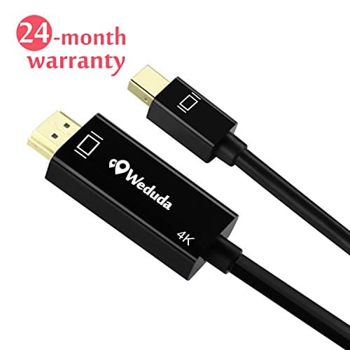Mini DP to HDMI Cable 4K Resolution DisplayPort to HDMI HDTV Cord Supports Audio Male to Male Ultra HD 6 Feet Gold-plated Weduda