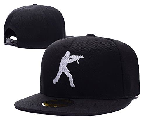 YUDUODUO CS Counter Strike Logo Adjustable Snapback Caps Embroidery Hats - Black