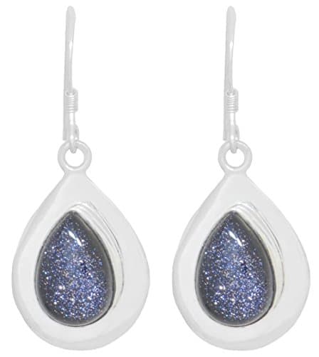 ERCE Blue Goldstone Earrings, 925 Sterling Silver