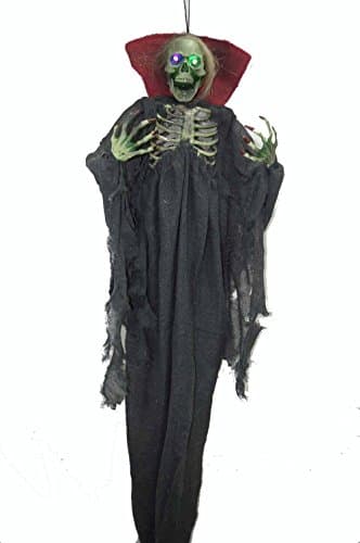 48" Hanging Dracula Skeleton w/ Light Up led eyes color change for Haunted Houses or Halloween Decor