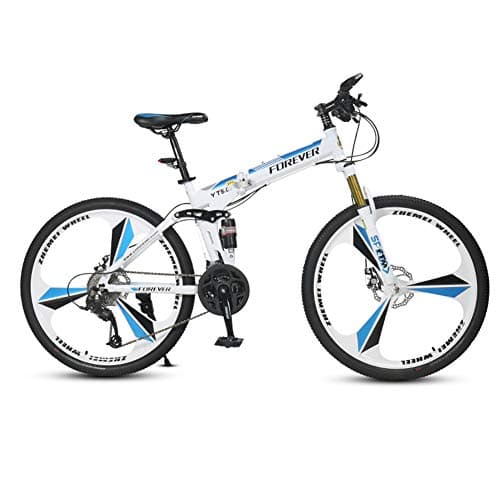 Folding Mountain Bike,26" 21 Speed Front And Rear Double Suspension Bicycle High Carbon Steel Frame Kickstand with Double Disc Hydraulic Brake