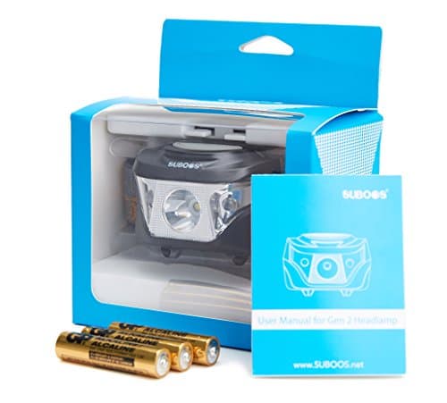 SUBOOS Gen 2 LED Headlamp Flashlight - Bright 170 Lumen White Cree LED + Red Light,Great for Camping,Runing,Light Weight,Water & Shock Resistant, 3 AAA GP Batteries Included.