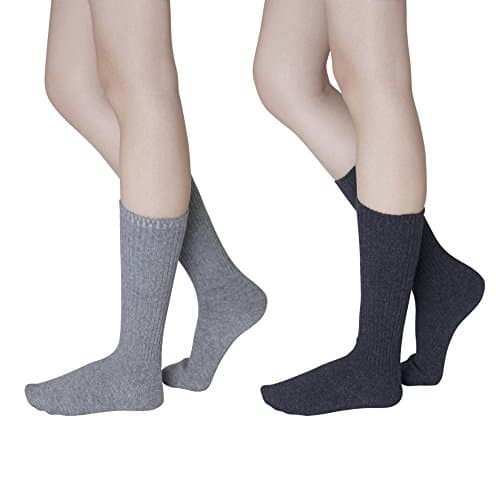 Women's and Men's Thick Thermal Wool Crew Socks, Winter Warm Hiking Boot Socks, Mid Calf or Knee High(Mid Calf B)