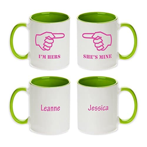 Personalized She's Mine I'm Hers Gift Pair Mugs for Lesbian Couples! (Set of 2pcs)