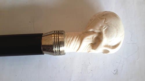 ANTIQUE NAUTICAL RESIN SKULL FACE HANDLE WALKING STICK-SOLID VINTAGE CANES TO DECOR &amp; GIFT