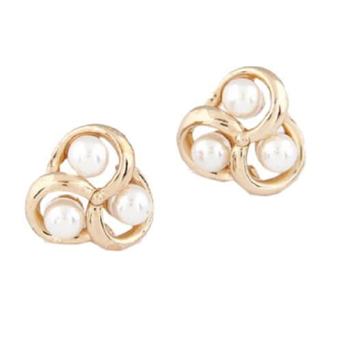 New Gold Luxury Pearl Weave Triangle Ear Stud Earrings Unique Fashion Jewelry,101152