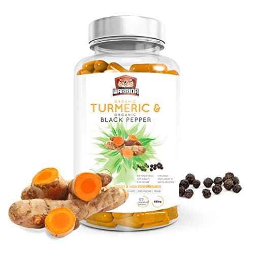 Organic Turmeric Curcumin Capsules with Black Pepper for Enhanced Absorption 120 Veg. Capsules by Unchained Warrior® | High Strength | Joint Pain and Arthritis Relief | Soil Association Certified