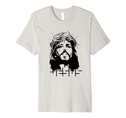 Men's Jesus face t-shirt Medium Silver