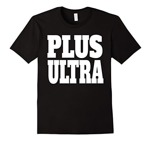 Mens PLUS ULTRA SHIRT - WHITE FONT Large Black