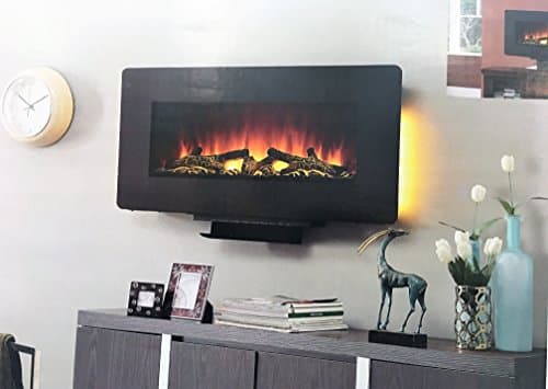 Amber Hearth 36" Wall Mounted or Use with Stand Electric Fireplace with Remote Control