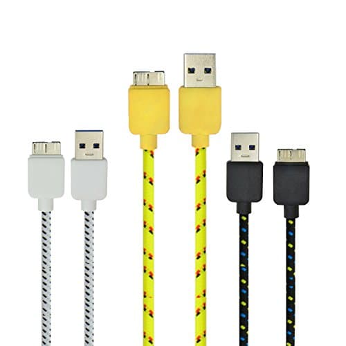 Gonezon ( Black White Yellow ) 3 Pack Color 10FT 3M Nylon Braided Durable Universal USB 3.0 Micro Charger Sync Data Rapid Charging Cable USB Cord Wire + Dolphin Decorate Strap For Samsung Galaxy Note 3 N9000/N9005 Galaxy S5 Nokia Lumia 2520 Tablet /Tab Pro 12.2