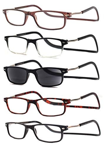 Reading Glasses Adjustable Magnetic 5-Pack with Built in Neck Strap for Men and Women New (1.00)