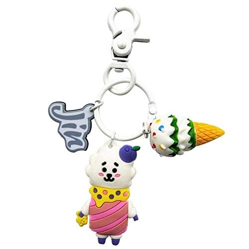 2018 Newest BT21 Kpop Characters Keyring with Bell-BTS Silicone KeyChain Accessories Bag Pendant