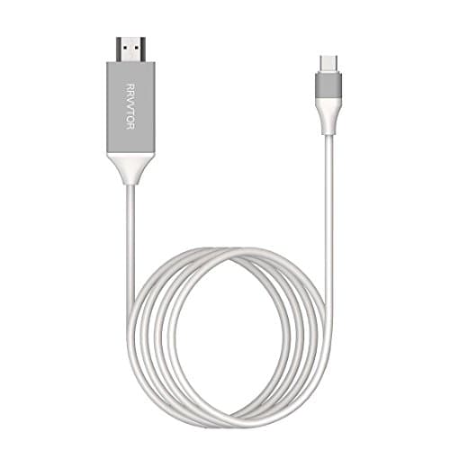 USB C to HDMI Male Cable/ USB 3.1 Type C to 4K HDTV Adapter Cord for Macbook/ ChromeBook Pixel/ Samsung Galaxy S8 and More (White/6.6ft /Thunderbolt 3 Compatible)