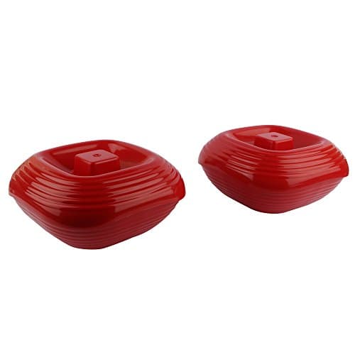 Homray Plastic Bowl with Lid, 1.2-Litre, Set of 2, Red