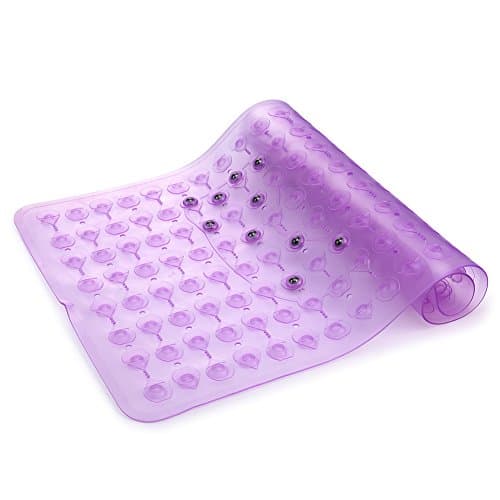 Non-slip Bath Mats, Upintek Transparent Bathmat Suction Cups Drain Holes Massage Magnets Washable Bath Mat 28x16inches(Purple)