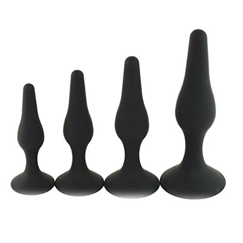 GY64R 4 Pack/Size Silicone butt Plug Trainer Set Adult Toys for Men Women - Black