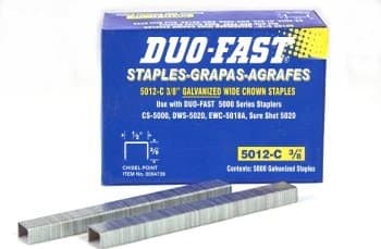 20 Pack Duo-Fast 5012C 3/8" Length x 1/2" Crown 20 Gauge Staples 5000 per Pack (4739)