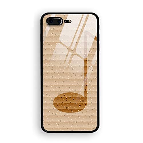 iPhone 8 Plus Case, Tempered Glass Music Elements Notes Web Icon Flat Design Mirror Bumper Cover Compatible for iPhone 8 Plus