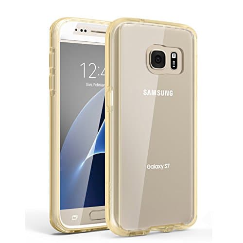 For Galaxy S7 [Built-In HD Clear Screen Protector] For Samsung Full-body Cover Clear PC Back Dual Layer + Impact Resistant Bumper Zarus Protection Hybrid (Crystal Gold)