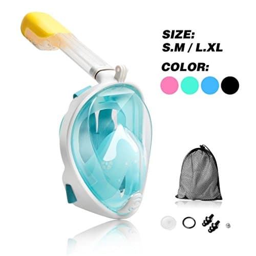 Seaview 180° GoPro Compatible Snorkel Mask- Panoramic Full Face Design. See More With Larger Viewing Area Than Traditional Masks. Prevents Gag Reflex with Tubeless Design (Green, Small/Medium)