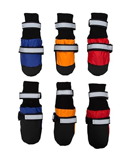 Megi® Waterproof Pet Boots for Medium to Large Dogs Labrador Husky Shoes 4 Pcs XL Orange