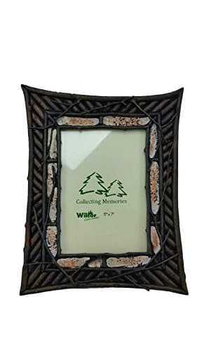 Photo Frame with Curved Edges (Birch Bark & Twig Look) (Holds 5x7)