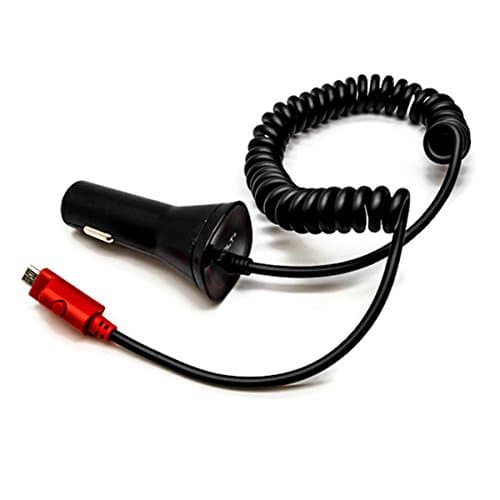 Professional Quick Fast Charge 2.0 Alcatel OneTouch 997 MicroUSB Car Charger with Press Button LED Light. (2.1A / Black)