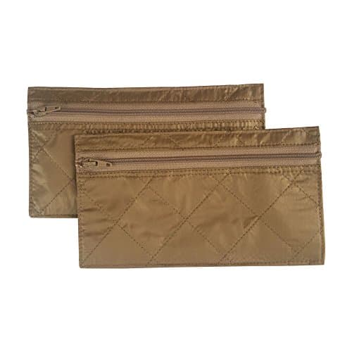2-Pack Budgeting Envelopes, Zippered Wallet, Reusable Spending Allowance Cash Envelope System, Nylon Organizer Bag (Small, Gold)