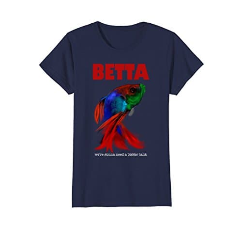 Womens Betta Fighting Fish T-Shirt XL Navy
