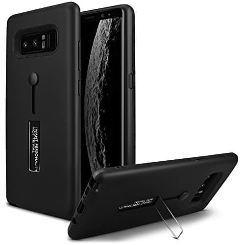 Samsung Galaxy Note 8 Case, MOMOTECH Premium 3 in 1 Slim Fit Galaxy Note 8 Case Finger Strap Holder Grip with Kickstand Support Wireless Chraging Shockproof Case for Samsung Galaxy Note 8 - Black