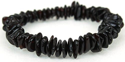 Raw Baltic Amber Teething Bracelets for babies - Black Chips - Teething pain relief and Anti Flammatory - Official Certification - SCREW CLASP SAFETY KNOTTED