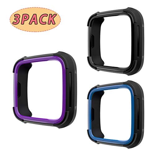 Anzela Case for Fitbit Versa/Versa Lite Smartwatch, Soft TPU + Hard PC Slim Fit Protective Case Bumper Shell Cover for Fitbit Versa/Versa Lite Smartwatch