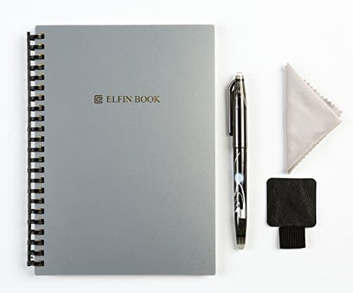 [2018 UPGRADED] EXCLUSIVE VERSION Elfinbook Everlast Smart Notebook 2.0, Cloud Storage, Evernote Storage, Mind Map, Reusable Notebook, Pilot FriXion pen, 100 pages, A5, 5.8 x 8.6-inch, GREY