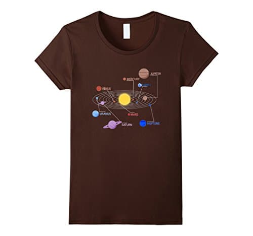 Womens Solar System T-Shirt Small Brown