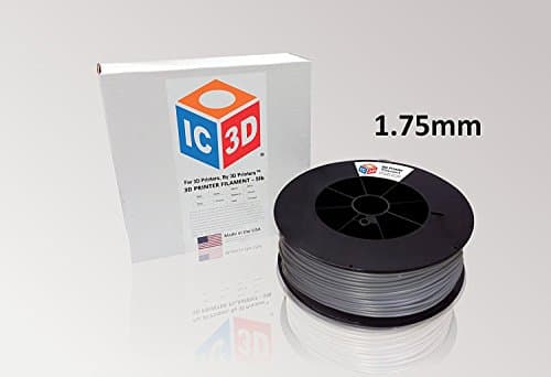 IC3DGrey 1.75mm PLA 3D Printer Filament - 2.5kg Spool - Dimensional Accuracy +/- 0.05mm - Professional Grade 3D Printing Filament - Made in USA