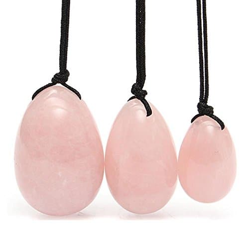 Anroll Yoni Egg Drilled Natural Obsidian Exercise Eggs to Train Pelvic Muscles Kegel Exercise for Vaginal Tightening (Pink)