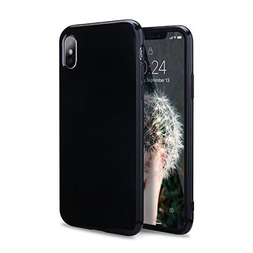 iPhone X Case, FGA Shockproof Scratch-resistant Ultra Slim Fit Solid Color Design Anti Slip Glossy Soft TPU Gel Back Case Cover for iPhone X, iPhone 10 (2017) (Black)