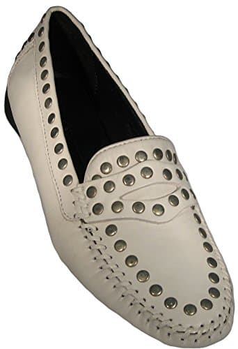 Robert Zur Women's 'Tango' Studded Glove Leather Moc in White