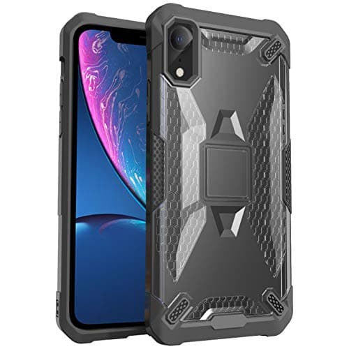KLD Apple iPhone XR (6.1 Inch) Back Cover Case Military Grade Shock Proof Hybrid Protective TPU and PC Clear Jacket for Apple iPhone XR (6.1 Inch) (Grey-Grey)