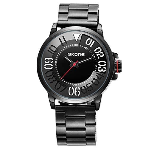 SKONE Tidal Current Pointer Watch,Quartz Men's Fine Steel Belt Table Bracelet Watches,Anniversary Gifts for Men