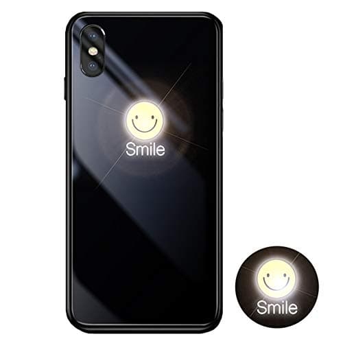 JZWDMD Glowing Case for iPhone X/XS, iPhone XR Cases Glowing logo in Dark Case Illuminate Cover Tempered Glass Back Cover Protective Case,A,iPhoneX/XS