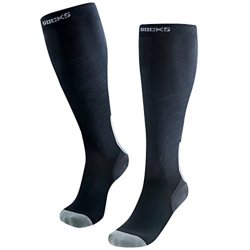 VEY Compression Socks for Men Women, 20-30 mmHg Extra Firm Pressure Medical Quality Knee High Graduated Athletic Fit for Running, Flight Travel (Black, Small/Medium)