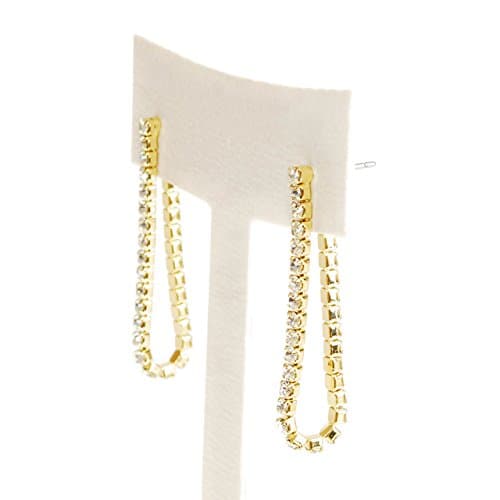 Cuple Rihnestone Gold Plated Round Dangle Drop Earrings with Titanium Post