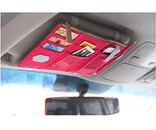PythonWorld Oxford Multi-function Car Space Sun Visor Organizer Bag Hanging Card Phone Storage Pouch Holder