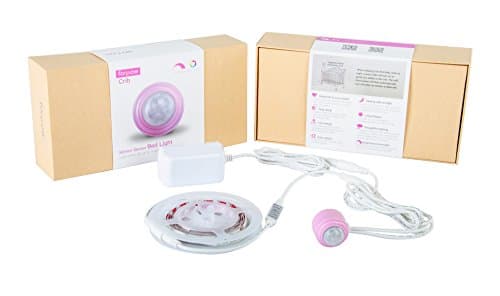 forpow Unber Bed Night Light for Kids Motion Activated Auto On/Off Timer 30seconds to 10minutes 5 level brightness Warm Soft Glow(White single sensor for crib)